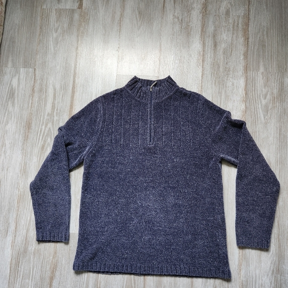 Karen Scott Sweaters - Karen Scott Blue 1/4 Zip High neck Sweater Long Sleeve Stretch Warm Petite Med